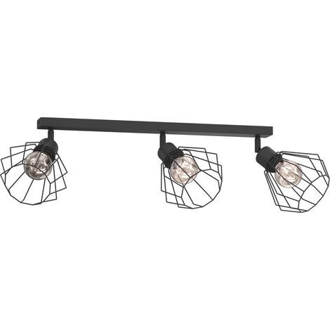 Plafonnier industriel 3 lumières E27 noir Parkla Luminex en acier style loft IP20 (1/5)