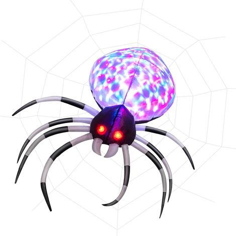 COSTWAY Araignée Gonflable Murale Halloween de 105 cm avec Lumières Multicolores et Gonfleur Intégré, Décoration d'Intérieur et d'Extérieur, pour Cour, Jardin et Pelouse, Multicolore (1/5)