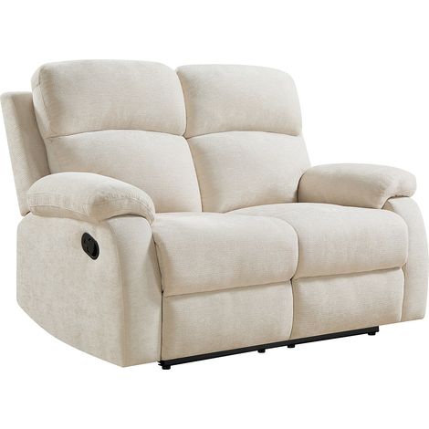 Divano 2 posti relax in tessuto testurizzato beige - TOLZANO
