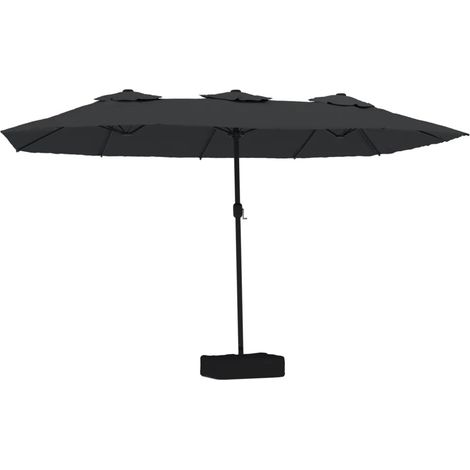 Ombrellone da giardino a doppia testa 449 x 265 x 245 cm protezione UV facile da manovrare stile contemporaneo poliestere nero 020047377