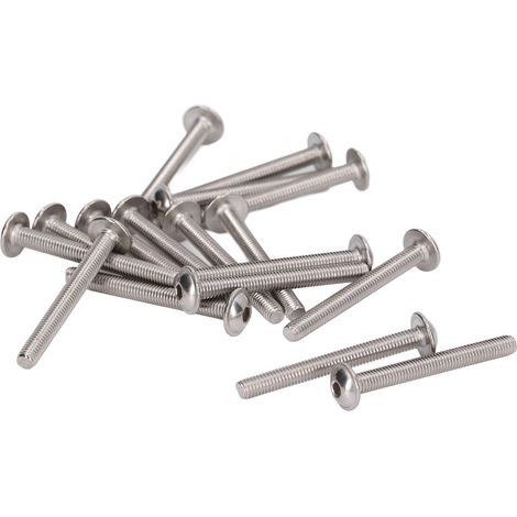 Lot de 50 vis à tête bombée à collerette ISO 7380 acier inox A2-70 à empurer hexagonale M5x45mm (1/5)
