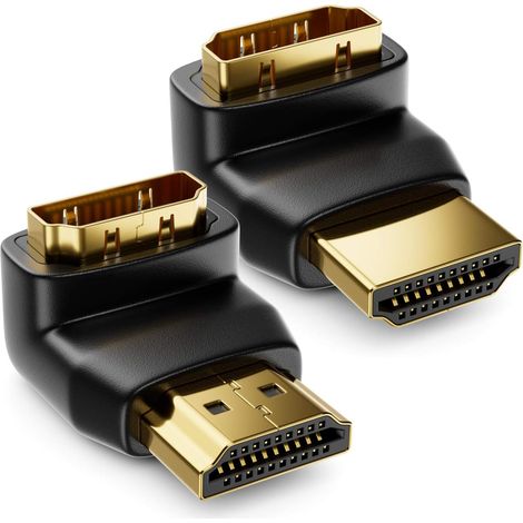 HDMI Adaptateur d'angle 90° & 270° en Kit - 1x 90° + 1x 270° - HDMI Type A Femelle et Mâle - 4K Ultra HD UHD 3D Full HD 1080p HDR Arc Haute Vitesse avec Ethernet (1/5)