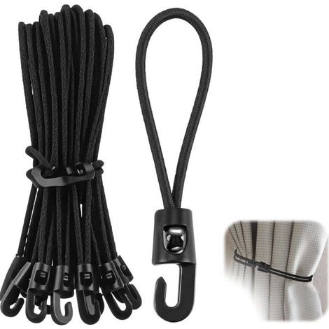 Tendeurs élastiques crochets - 20 pièces, 10cm - Noir - Convient pour bâches, tentes, bannières, tonnelles Étiquette (1/5)