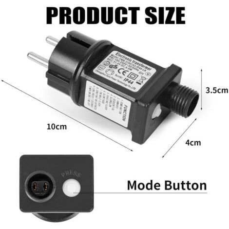NALOOKAMIC Clignoteur pour Guirlande 31V 6W Transformateur,Guirlande Lumineuse avec Fonction Minuterie,Étanche IP44 Adaptateur Pilote Basse Tension Clignoteur pour Éclairage de Noël,Sapin Lumineuse (2
