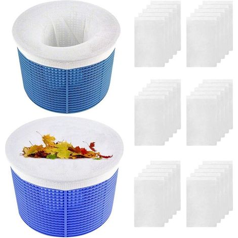 Lot de 30 chaussettes de piscine réutilisables et extensibles, filtre anti-poussière et anti-pollution pour piscine, spa, pompe, panier, blanc (1/4)