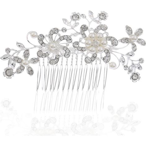 Mariage pince à cheveux avec le peigne de cheveux de Perles Haargesteck Zircone cubique (1/4)