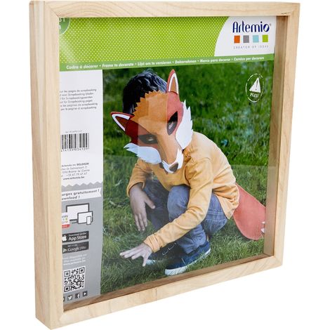 Cadre Photo Vitrine en Bois - Format Scrap, 31cm, Bois, Beige, 32 x 3 x 32 cm (1/5)