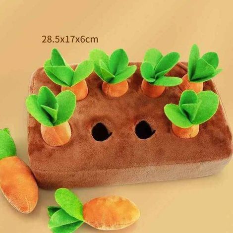 8 jouets en peluche interactifs pour chiens, polymères de carotte, design champêtre, idéal pour jeux intérieurs et extérieurs