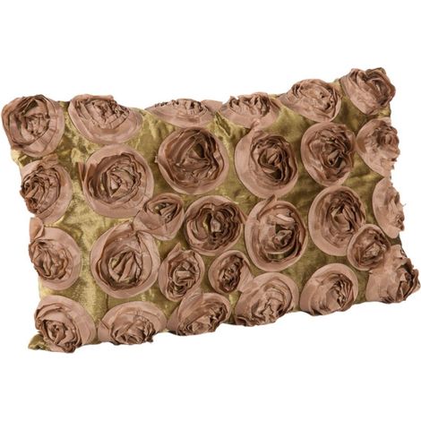 Coussin en velours vert avec roses, 35x50 cm