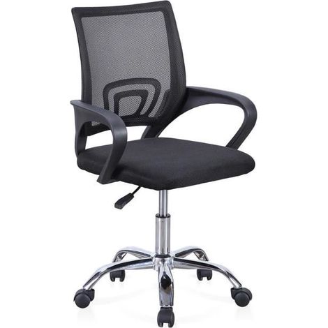 Chaise de bureau réglable en hauteur coloris noir , Largeur 60 cm x Profondeur 60 cm x hauteur 90 - 102 cm - JUANIO (1/2)