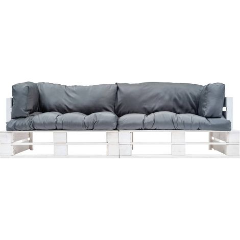 Maison Exclusive - 2-tlg. Garten-Palettensofa-Set Kissen in Grau