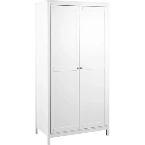 Armadio Camera da Letto 2 Ante con Asta Appendiabiti Legno Bianco (1/5)