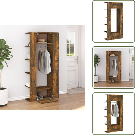 Armoires de couloir 2 pcs chêne fumé bois d'ingénierie - Meubles D'entrée - Armoires De Couloir - Rangements Étroits - Mobilier Salle D'entrée - Armoires Murales (1/5)