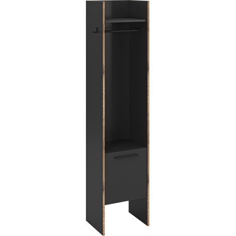 Bueno Kleiderschrank 1 Tür, 1 Regal, 2 Haken dunkelgrau.