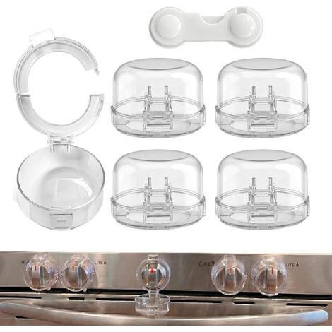 Protège-boutons de cuisinière pour la sécurité des 5 Protecteurs de Sécurité Transparents Boutons anti-enfant sécurisés Pour Cuisinière, Brûleur, Four, De Cuisson, Cuisine, Maison, Électroménage (1/5)