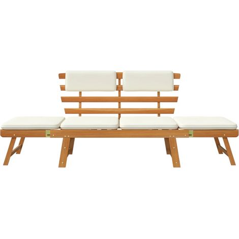 FIMEI Banc de jardin avec coussins 2-en-1 190 cm Bois solide d'acacia (1/5)