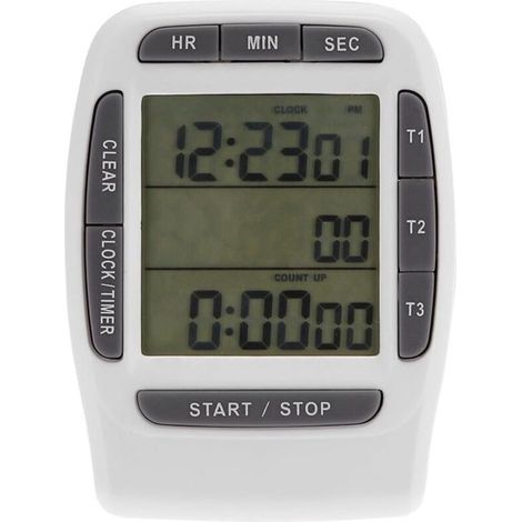 Tragbarer digitaler Küchentimer – Küchentimer mit 3-Kanal-LCD-Display – Präziser Timer – Countdown-Timer mit großem Display