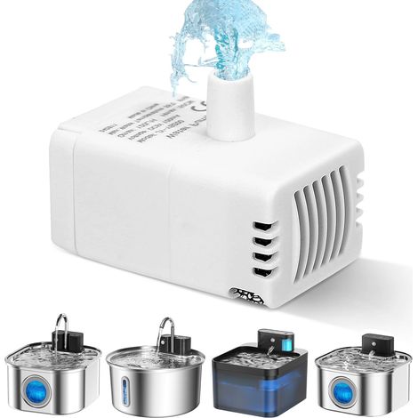 Pompe de rechange pour fontaine à chat 3,2 l - En acier inoxydable - Pompe sans fil - Pompe super silencieuse pour fontaine à eau pour animaux de compagnie et distributeur d'eau pour chat (1/5)