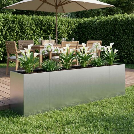 vidaXL Macetero de Jardín Plateado 200 x 40 x 60 cm Acero Galvanizado (1/5)