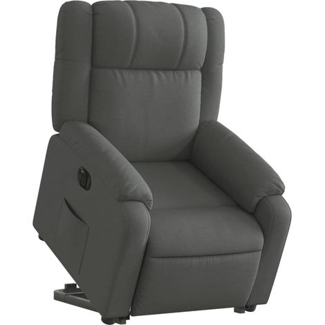 Poltrona relax TV molto comoda con funzione di sollevamento elettrico in tessuto grigio scuro DEC028361