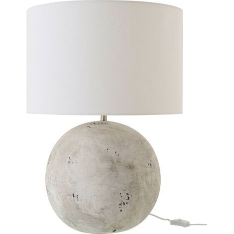 Lampe de table boule en poterie grise - gris et blanc (1/4)