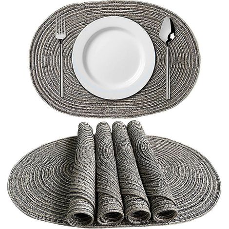 Set de table ovale résistant à la chaleur, antidérapant et lavable, isolant et décoratif pour la table - Vert (1/4)
