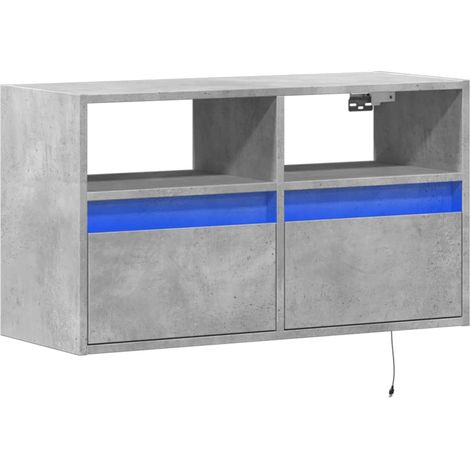 Mueble TV multimedia estantería para televisión buffet para televisión comedor salón dormitorio montado en la pared con luces LED 80 x 31 x 45 cm gris 020027921