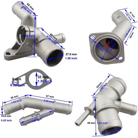 Set de 4 Tés pour tuyau d'eau compatible VW Bora/Passat/Polo/Golf (1/5)