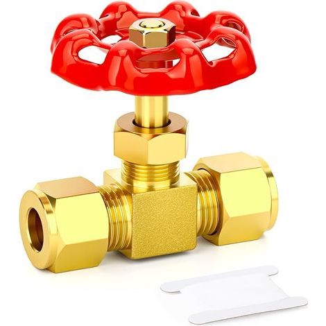 Vanne à bille en laiton avec interrupteur d'arrêt, 12 mm OD x 12 mm OD Compresseur d'air à compression Vanne d'arrêt pour eau, huile, gaz (1/5)