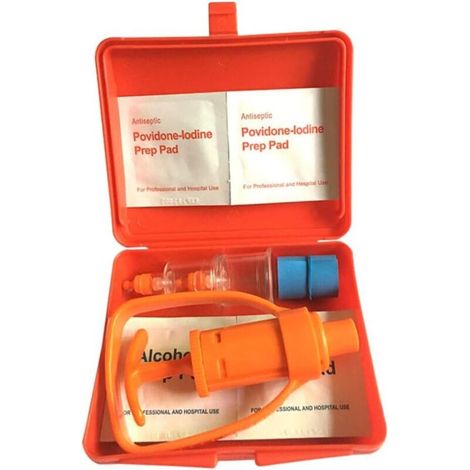 Giftextraktionspumpe, Outdoor-Überlebenswerkzeug zur Entfernung von Insektenstichen und Schlangengift, Outdoor-Erste-Hilfe-Set für Bisse und Stiche. (1/4)