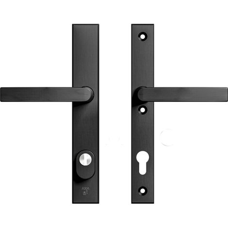 AXA Sicherheits Türbeschläge set - Oval Edge Smal - Türklinken mit Langschild - PC92 mit Kernziehschutz - Kruk Blok - Schwarz (1/5)