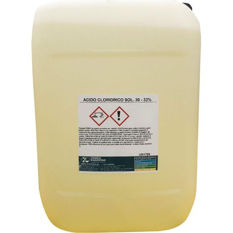 Acido cloridrico 30/33 % liquido corrosivo professionale per pulizia piscina Kg 25