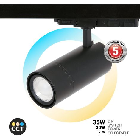 Proyector LED Para Carril Trifásico - Potencia Ajustable + ZOOM: - Negro (1/5)
