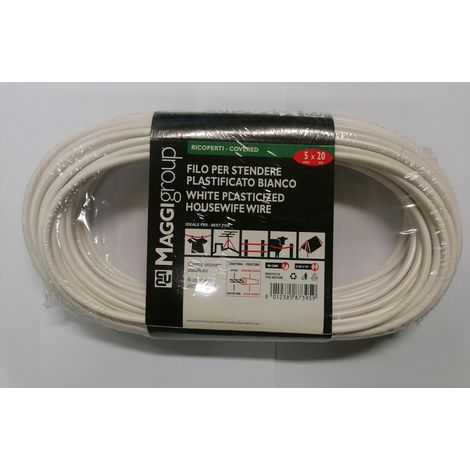 MAGGI - FILO PER STENDERE PLASTIFICATO BIANCO 5mm X 20mt