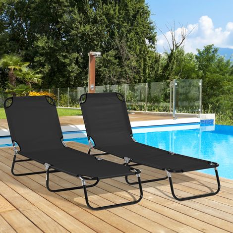 2er Set Sonnenliege klappbar Gartenliege mit 5-Fach höhenverstellbarer Rückenlehne bis 120kg belastbar