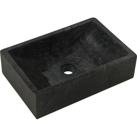 INLIFE Évier 45 x 30 x 12 cm Marbre Noir (1/5)