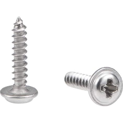 2x10mm Auto-taraudage Vis Cruciforme Tête Cylindrique Bombée avec Rondelle Vis 304 INOX Acier Fixations Boulons 50Pcs (1/3)
