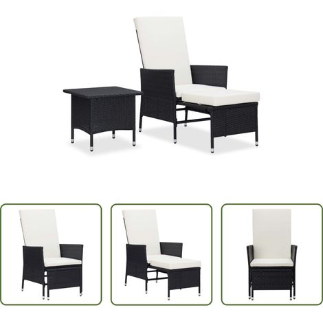 vidaXL Gartenlounge - 2-tlg. Garten-Lounge-Set mit Kissen Poly Rattan Schwarz (1/5)