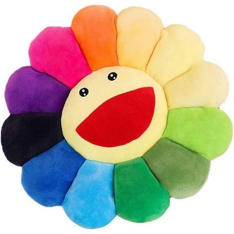Coussin décoratif tournesol en peluche, coussin de sol Murakami avec fleur souriante, peluche tournesol colorée, coussin pour animaux de compagnie, chambre à coucher