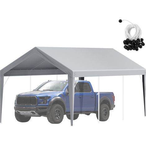 Mophorn Carport Copertura di ricambio per tenda da garage 10' x 20', resistente, impermeabile, anti UV, facile da installare con elastici a sfera, grigio (solo copertura superiore, telaio non incluso) (1/5)