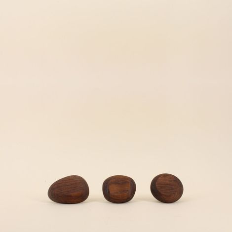 Set de 3 patères galet en bois