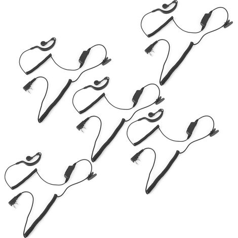 Lot de 5 oreillettes de talkie-walkie à crochet d'oreille avec câble à double spirale pour KENWOOD (1/5)
