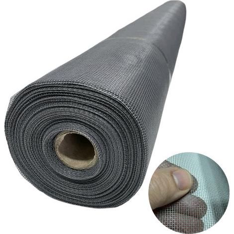 Rete Zanzariera in Fibra di Vetro Grigia Maglia 18X16 Altezza: 120 cm Rotolo: 30 mt