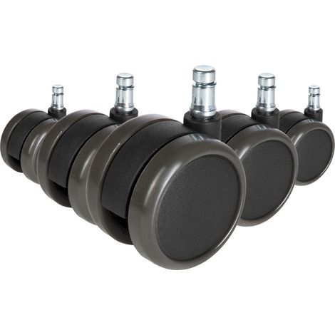 [NEUWERTIG] B-Ware Hjh Office Rollen Doppelrollen Stuhlrollen Hartböden 10mm 65mm Schwarz 5er100