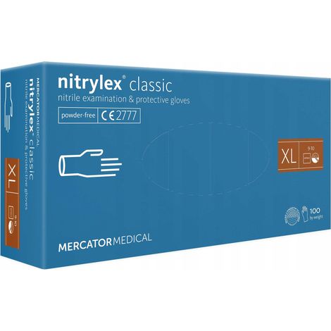 Nitrilhandschuhe, 100 Stück / Blau / Größen: 10–XL / Nitrylex Classic Blue