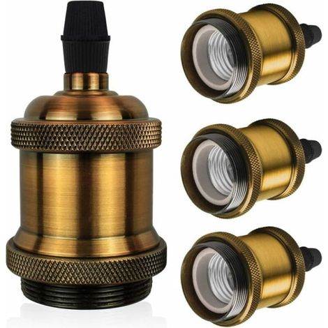 4 pièces douilles de lampe rétro aluminium antique (bronze doré), culot E27, style vintage industriel, adaptateur de plafonnier, pour ampoules Edison, décoration murale et lustre (1/5)