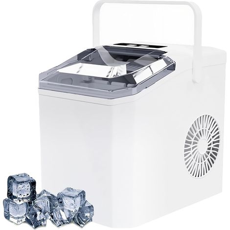 Machine À Glaçons Électrique 110W, Machine À Glaçons De Comptoir 1,3L Avec Poignée De Transport Et Glaçons Grands/Petits Disponibles, Machine À Glaçons Portable Autonettoyante Pour White With handle (1/5)