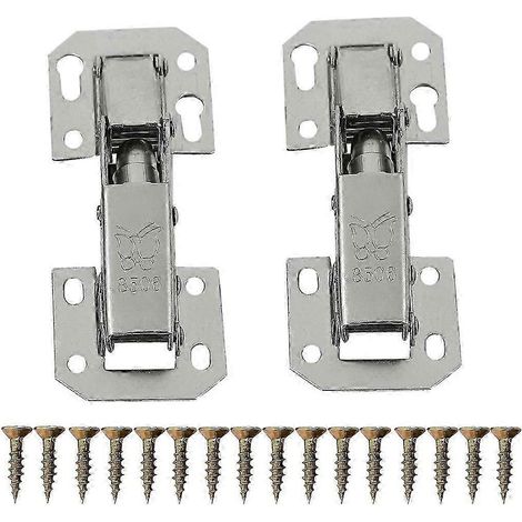 Lot de 2 charnières à fermeture douce pour portes de placards de cuisine/penderies, angle de 90°, avec vis - NEUF (1/5)