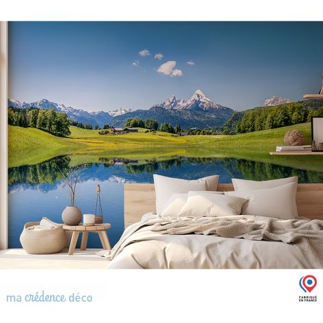 Papier peint : Montagnes lointaines 2 - Intissé - L.300 x H.280 cm - Bleu clair (1/5)