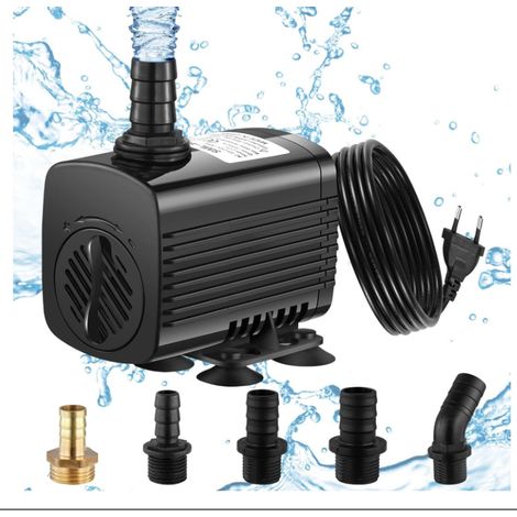 Pompe a Eau 30W Pompe Aquarium Ultra Silencieux Pompe Bassin avec 1.8m Câble 5 Buses Pompe à Eau Submersible Pour Fontaines,Jardins